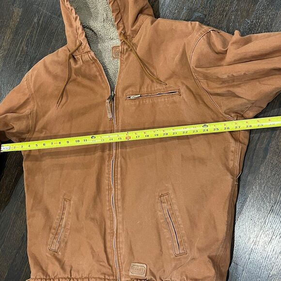 CE Schmidt Jacket Mens XL Tall Duck Canvas Sherpa Full Zip Work Wear Hood Brown - Picture 8 of 11